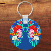 Tropische orchidebloem en palmblad Hawaiian Sleutelhanger (Voorkant)