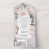 Tropische orchidee bloem parel shimmer elegantie all in one uitnodiging (Binnen)