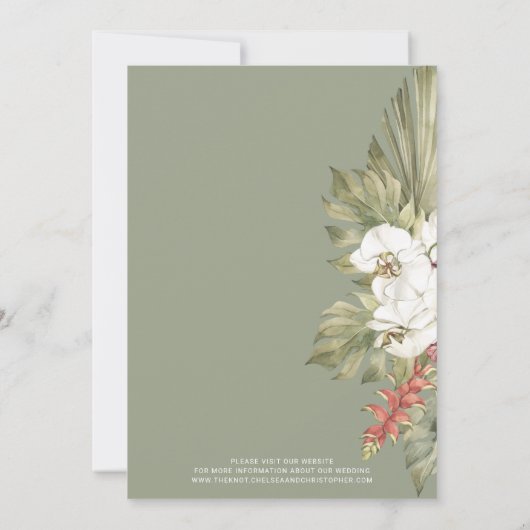 Tropische orchidee bloemenbruiloft kaart (Achterkant)