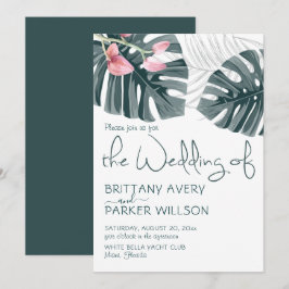 Tropische orchidee bloemenbruiloft kaart