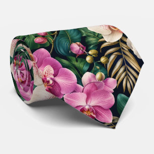 Tropische Orchidee Botanische Elegantie Stropdas