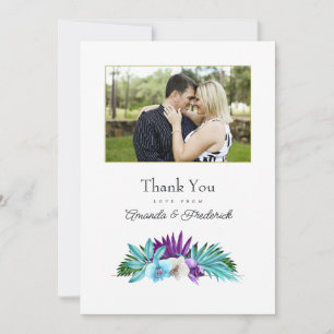 Tropische orchidee bruiloft foto bedankkaart
