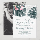 Tropische orchidee bruiloft foto save the date (Voorkant / Achterkant)