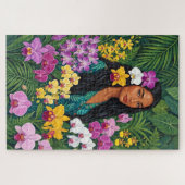 Tropische orchidee dame schilderij Xlrg Legpuzzel (Horizontaal)