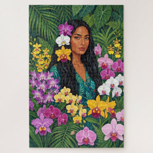 Tropische orchidee dame schilderij Xlrg Legpuzzel