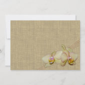 Tropische orchidee en burlap rustieke strand bruil kaart (Achterkant)