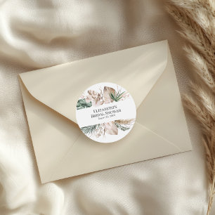 Tropische Orchidee en Monstera Bruidsborrel Ronde Sticker