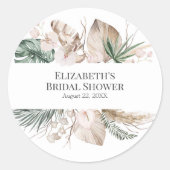 Tropische Orchidee en Monstera Bruidsfeestje Ronde Sticker (Voorkant)