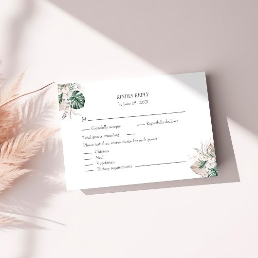 Tropische Orchidee en Monstera-reactiekaart Bedankkaart