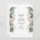 Tropische Orchidee en Monstera Save the Date Kaart (Voorkant)