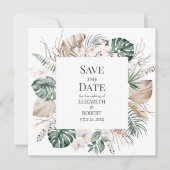 Tropische Orchidee en Monstera Save the Date Kaart (Voorkant)