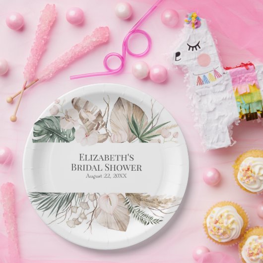 Tropische Orchidee en Monstera Vrijgezellenfeest Papieren Bordje (Feest)