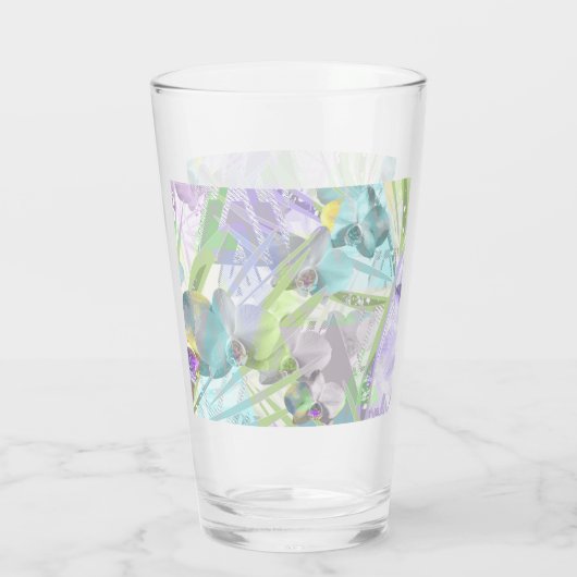 tropische orchidee- en palmbladeren glas (Achterkant)