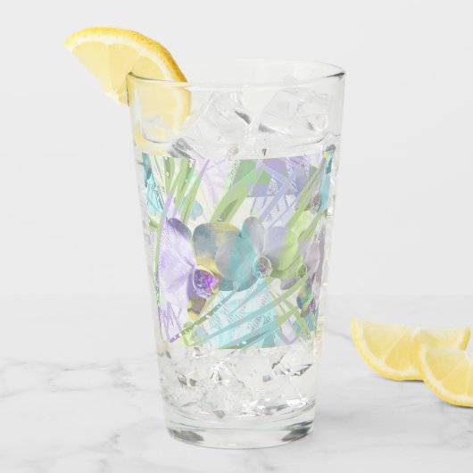 tropische orchidee- en palmbladeren glas (Voorkant ijs)