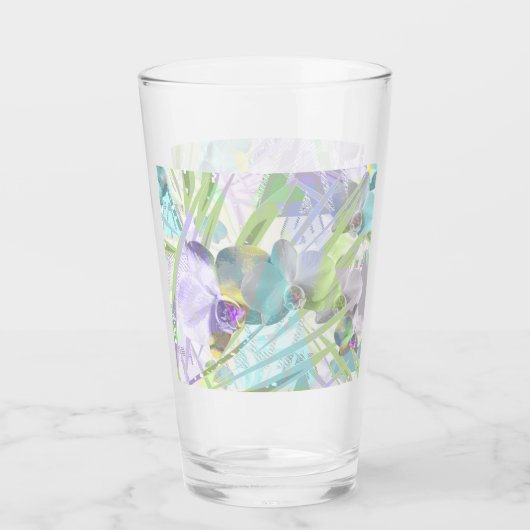 tropische orchidee- en palmbladeren glas (Voorkant)