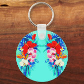 Tropische orchidee en palmbladeren Hawaiian floral Sleutelhanger (Voorkant)