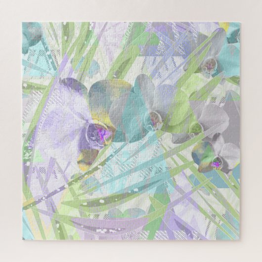 tropische orchidee- en palmbladeren legpuzzel (Verticaal)
