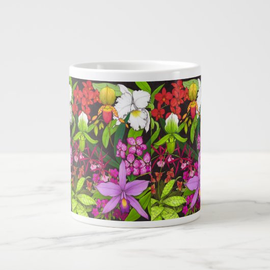 Tropische orchidee Floral Garden Jumbo Mok (Voorkant)