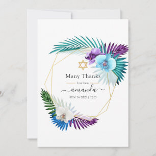 Tropische Orchidee Goud Lijst Joodse Foto Bedankkaart