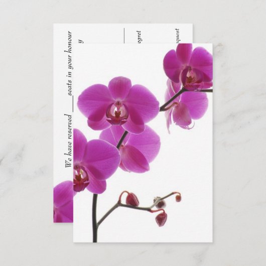 Tropische Orchidee Huwelijksuitnodiging Reactiekaa RSVP Kaartje (Voorkant / Achterkant)