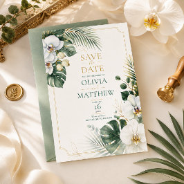 Tropische Orchidee Luxe Save the Date Kaart