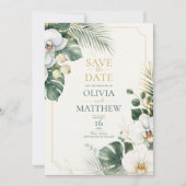 Tropische Orchidee Luxe Save the Date Kaart (Voorkant)