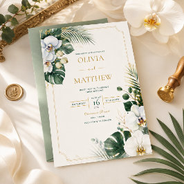 Tropische Orchidee Luxe Trouwuitnodiging Kaart