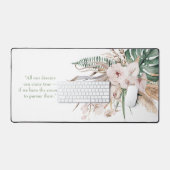Tropische Orchidee met Monstera Custom Quote Bureaumat (Keyboard & Muis)