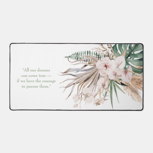Tropische Orchidee met Monstera Custom Quote Bureaumat (Voorkant)