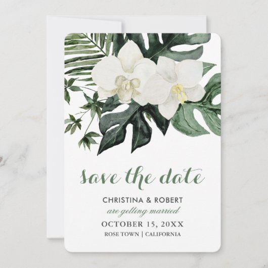 Tropische Orchidee Monstera Botanische Save The Da Date (Voorkant)