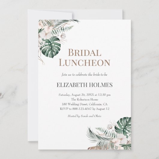 Tropische Orchidee Monstera Bridal Luncheon Kaart (Voorkant)
