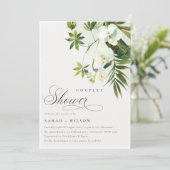Tropische orchidee palmfauna Couples Shower Invite Bedankkaart (Staand voorkant)