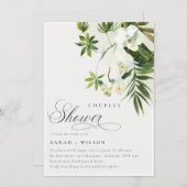 Tropische orchidee palmfauna Couples Shower Invite Bedankkaart (Voorkant / Achterkant)