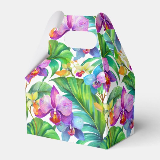 Tropische orchidee patroon gunst dozen bedankdoosjes (Voorkant Zijde)