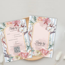 Tropische Orchidee QR Code Bestemming Trouwfeest R