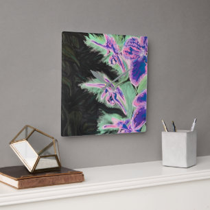 'Tropische Orchidee' Schilderij op een Vierkante Klok