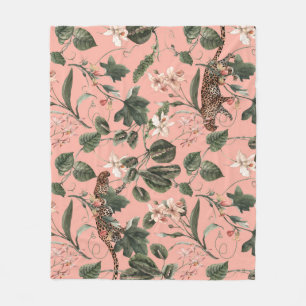 Tropische orchidee, vlinders: exotische waterverf. fleece deken