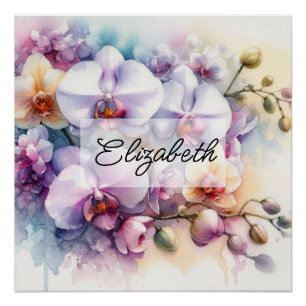 Tropische orchideeën bloemen bloem waterverf en na perfect poster