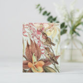  tropische orchideeën, bloemen en levende vogels briefkaart (Staand voorkant)