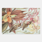 tropische orchideeën, bloemen en levende vogels inpakpapier vel (Voorkant 2)