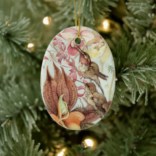 tropische orchideeën, bloemen en levende vogels keramisch ornament