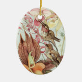  tropische orchideeën, bloemen en levende vogels keramisch ornament (Voorkant)