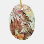  tropische orchideeën, bloemen en levende vogels keramisch ornament (Achterkant)