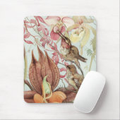 tropische orchideeën, bloemen en levende vogels muismat (Met muis)