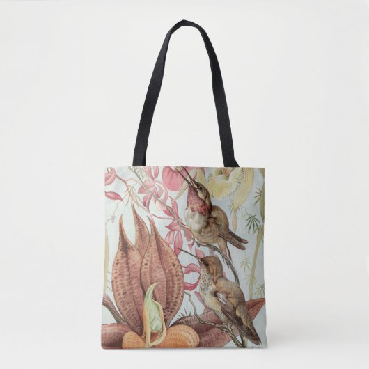 tropische orchideeën, bloemen en levende vogels tote bag (Voorkant)