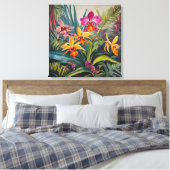 Tropische orchideeën - Canvas Art Print (Insitu (Slaapkamer))