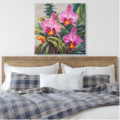 Tropische orchideeën - Canvas Art Print (Insitu (Slaapkamer))