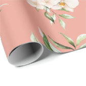 Tropische orchideeën en palm op koraal cadeaupapier (Rol Hoek)