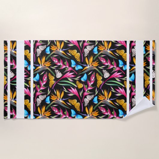 Tropische orchideeën en vlinders strandlaken (Voorkant)