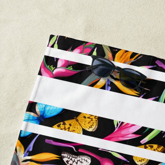 Tropische orchideeën en vlinders strandlaken (In situ)